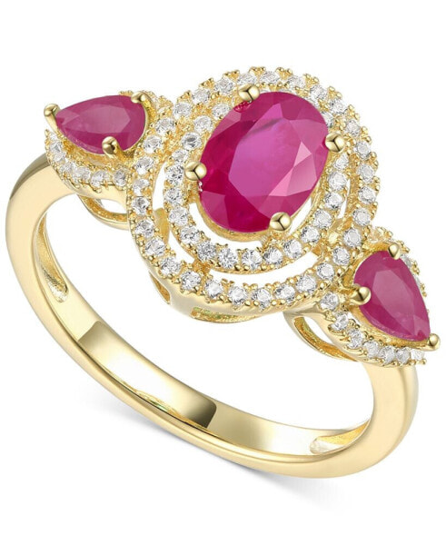 Sapphire (1-1/2 ct. t.w.) & Diamond (1/3 ct. t.w.) Statement Ring in 14k Gold (Also in Ruby)