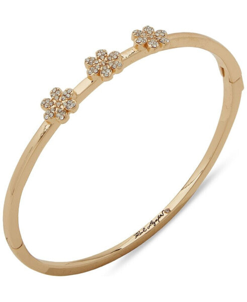 Gold-Tone Crystal Flower Cuff Bracelet