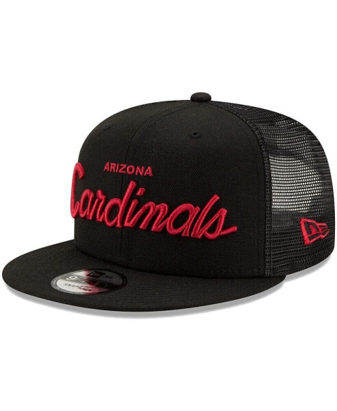 Men's Black Arizona Cardinals Script Trucker 9FIFTY Snapback Hat