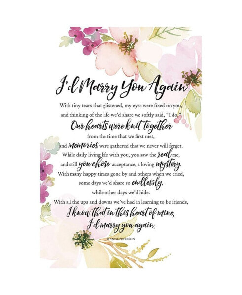 I'd Marry You Again Woodland Grace Series Wood Plaque with Easel, 6" x 9"