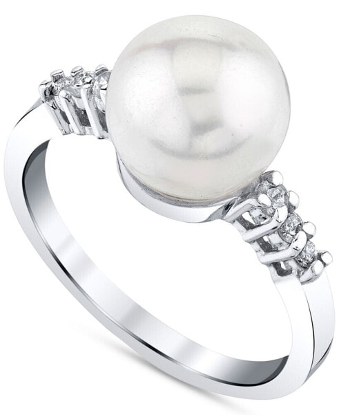 Cultured Freshwater Pearl (9mm) & Diamond (1/8 ct. t.w.) Ring in 14k White Gold