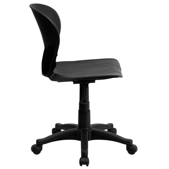 Mid-Back Black Plastic Swivel Task Chair