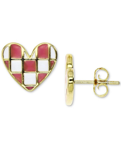 Серьги Macy's Pink & White Heart Checkerboard