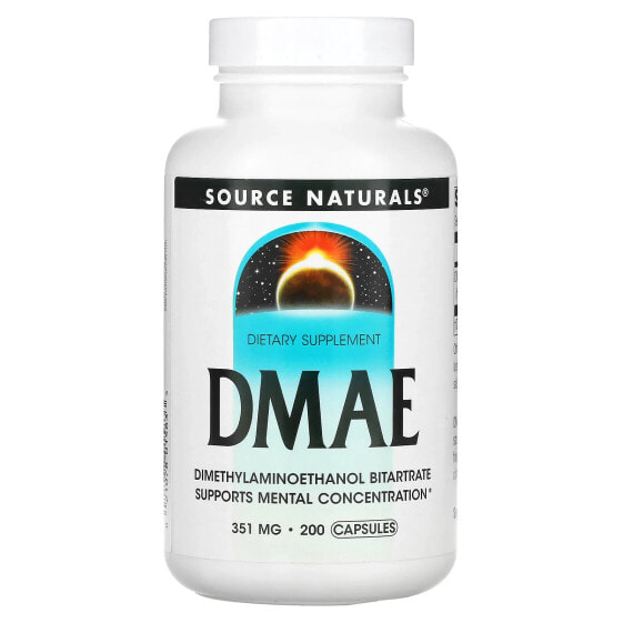 Витамины и БАДы для улучшения памяти Source Naturals DMAE 351 мг, 200 капсул