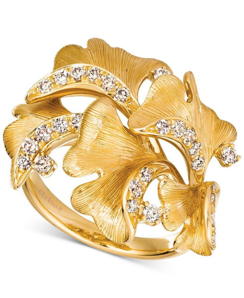 Nude Diamond Sculptured Flower Statement Ring (1/2 ct. t.w.) in 14k Gold