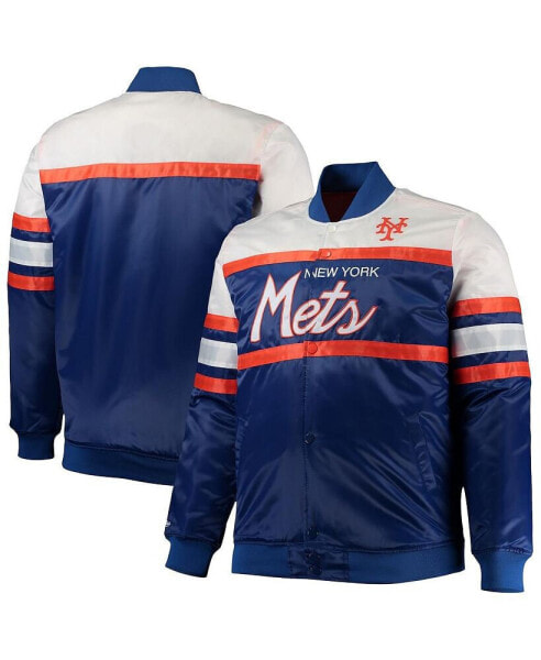 Куртка Митчелл и Несс мужская сатиновая на пуговицах, Royal, Orange, серия New York Mets