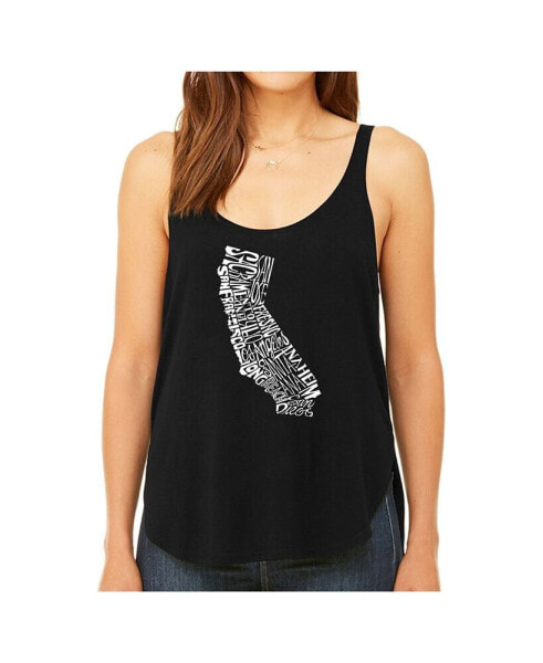 Women's Premium Word Art Flowy Tank Top- California State