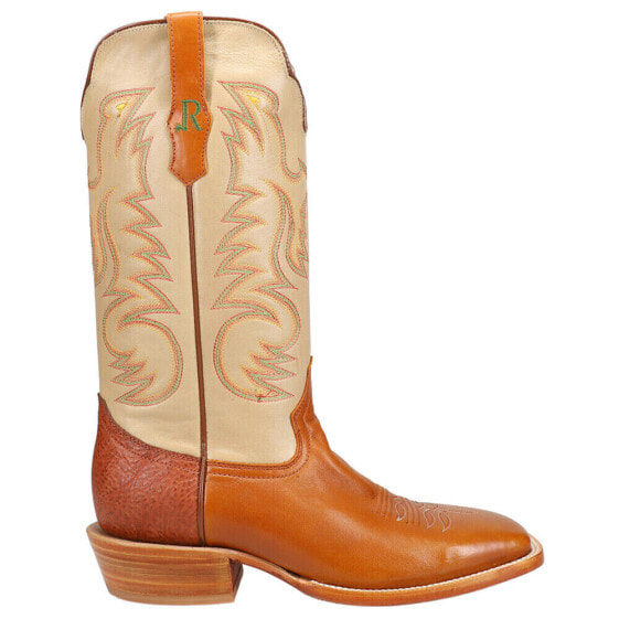 R. Watson Boots Bone Sinatra Wide Embroidery Square Toe Cowboy Mens Brown Casua