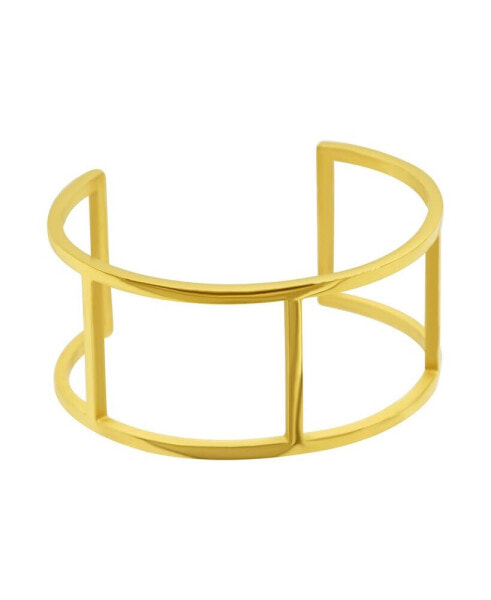 Tarnish Resistant 14K Gold-Plated Stainless Steel Double Row Cuff Bracelet
