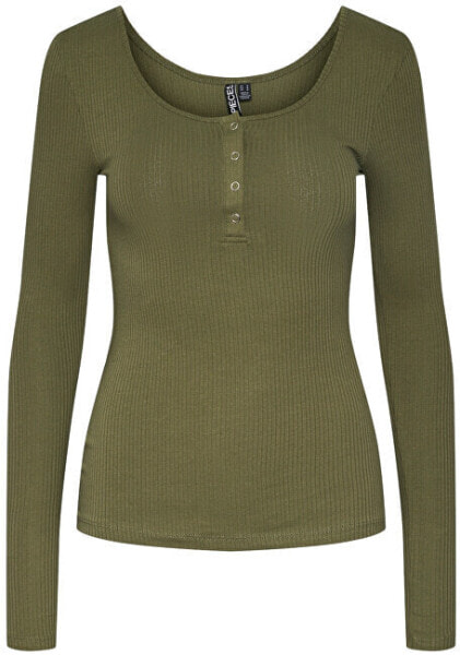 Dámské triko PCKITTE Slim Fit 17101437 Deep lichen green