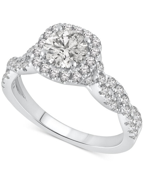 GIA Certified Diamond Halo Engagement Ring (1 ct. t.w.) in 14k White Gold