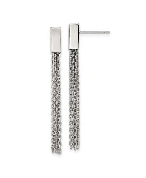 Stainless Steel Polished Multi Chain Dangle Earrings