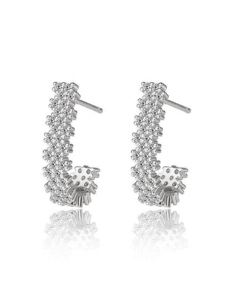 Cubic Zirconia J Hoop Earrings