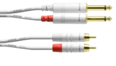 Кабель аудио Cordial CFU 0.9 PC-SNOW - 2 x RCA - Male - 2 x 6.35mm - Male - 0.9 м - Белый