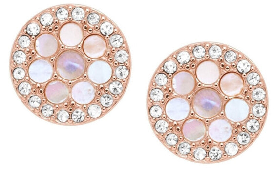 Glittering pink gold plated steel earrings JF02906791