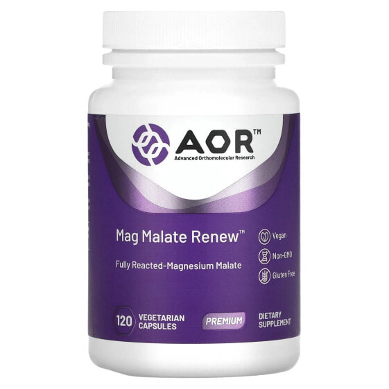 Магний Advanced Orthomolecular Research AOR Маг Malate Renew, 120 вегетарианских капсул