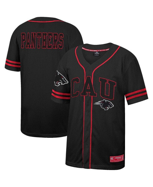 Men's Black Clark Atlanta University Panthers Free Spirited Mesh Button-Up Baseball Jersey