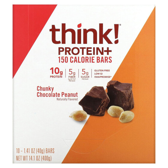 Think !, Батончик с протеином и клетчаткой, шоколад и арахис, 10 батончиков, 1,41 унц. (40 г) каждый
