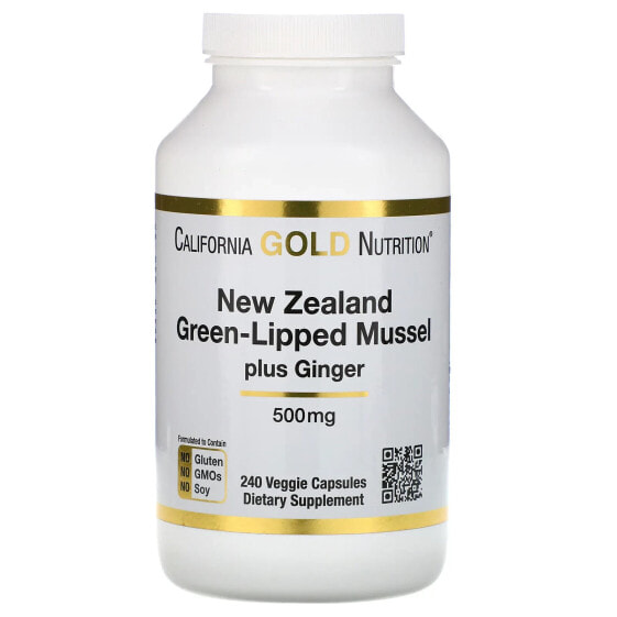 New Zealand Green-Lipped Mussel Plus Ginger, 500 mg, 240 Veggie Capsules