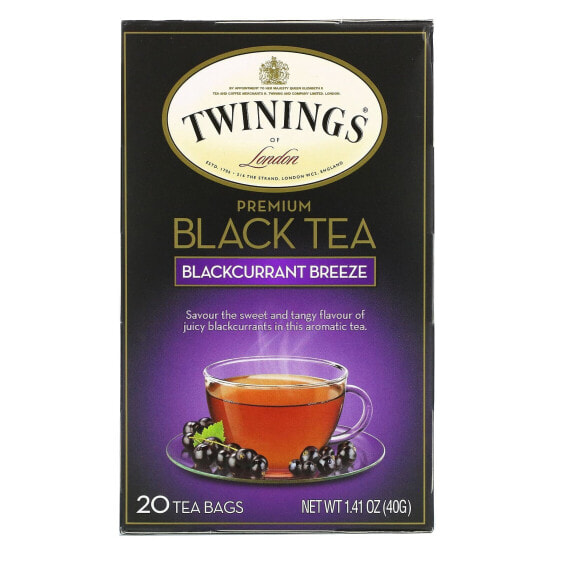 Twinings, черный чай премиальной качества, черная смородина, 20 чайных пакетиков, 40 г (1,41 унции)