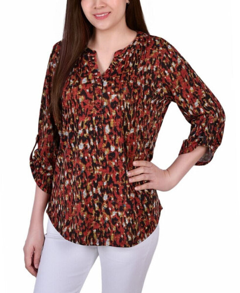 Petite Size 3/4 Roll Sleeve Top
