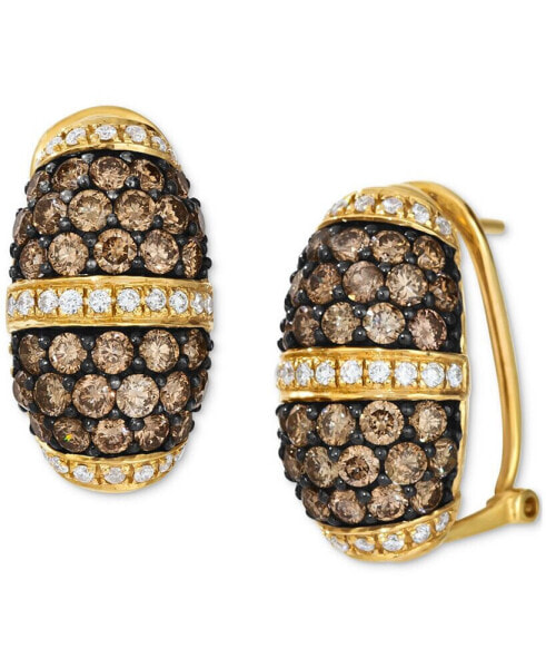 Chocolate Diamond & Vanilla Diamond Pavé Statement Earrings (3-1/5 ct. t.w.) in 14k Gold