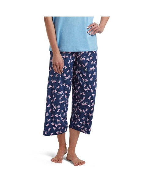 Womens Plus Size Sleepwell Printed Knit Capri Pajama Pant made with Temperature Regulating Technology