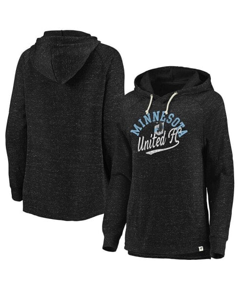 Women's Black Minnesota United FC Faded Script Pullover Hoodie