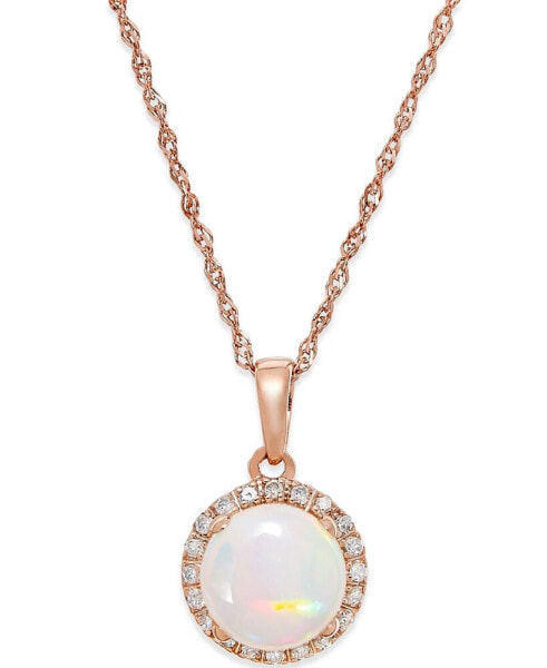 Macy's opal (3/4 ct. t.w.) and Diamond Accent Pendant Necklace in 14k Rose Gold