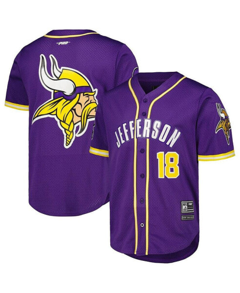 Men's Justin Jefferson Purple Minnesota Vikings Mesh Baseball Button-Up T-shirt