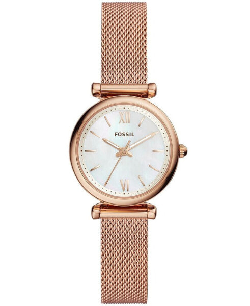 Women's Mini Carlie Rose Gold-Tone Stainless Steel Mesh Bracelet Watch 28mm