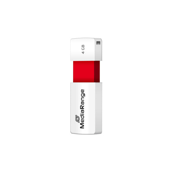 Флеш-накопитель Mediarange USB 2.0 MR970 - 4 ГБ - Type-A - 10 МБ/с - Slide - Красный, Белый