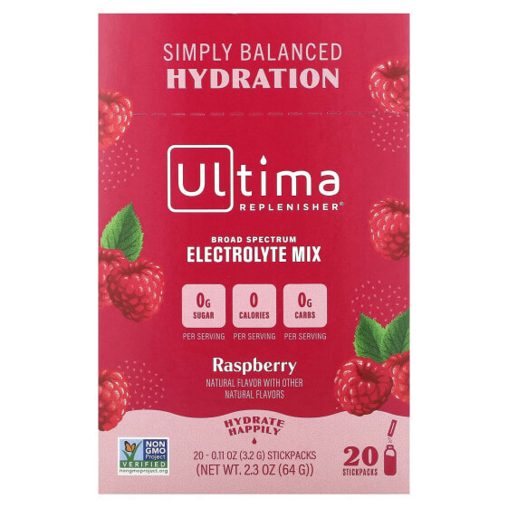 Electrolyte Mix, Raspberry, 20 Packets, 0.11 oz (3.2 g) Each