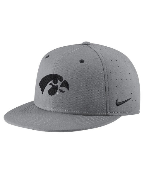 Men's Gray Iowa Hawkeyes USA Side Patch True AeroBill Performance Fitted Hat