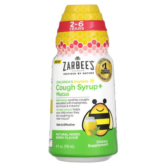 Children's Daytime, Cough Syrup + Mucus, 2-6 Years, Natural Mixed Berry, 4 fl oz (118 ml)
