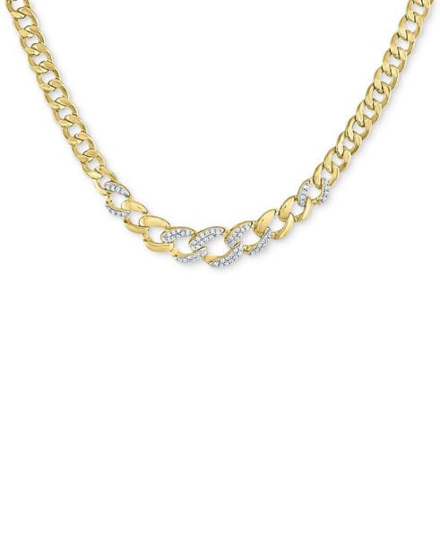 Macy's diamond Cuban Link 18" Chain Necklace (1/3 ct. t.w.) in 14k Gold-Plated Sterling Silver