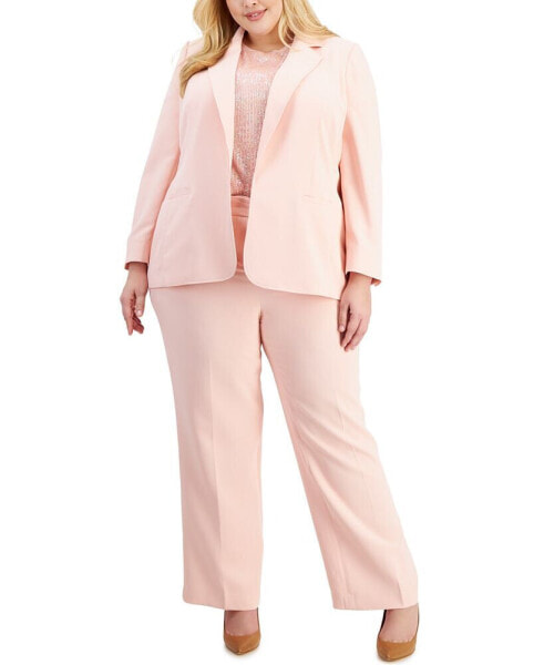 Plus Size Notched-Collar Open-Front Blazer