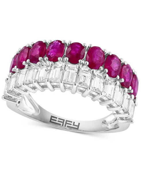 EFFY® Ruby (1-1/2 ct. t.w.) & White Sapphire (1 ct. t.w.) Double Row Ring in 14k White Gold