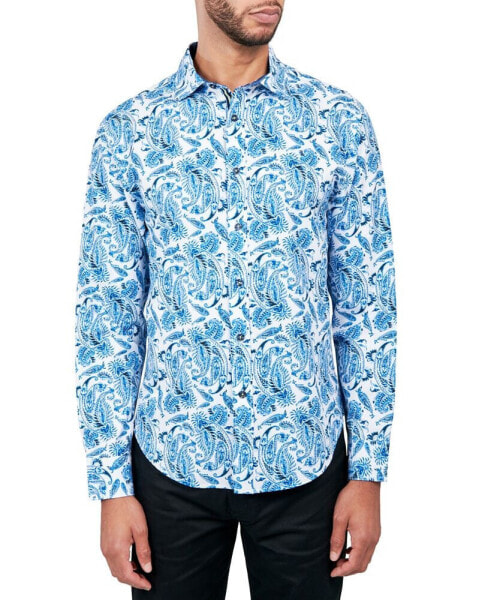 Men's Regular Fit Non-Iron Performance Stretch Paisley Button-Down Shirt