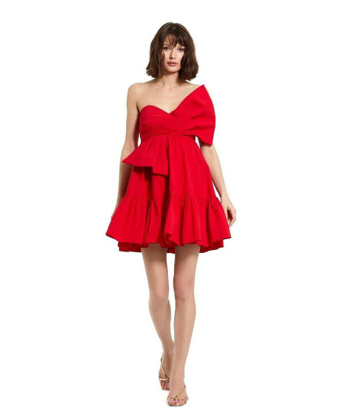 Women's Faille Strapless Twist Bow Mini Dress