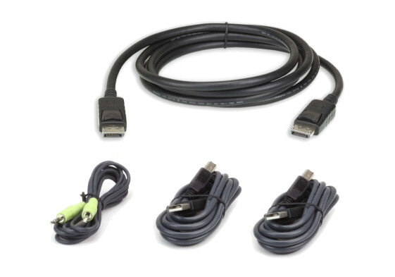 ATEN DisplayPort Secure KVM; 3M USB DisplayPort - 3 m - DisplayPort - Black - USB - DisplayPort - 3.5 mm - USB - DisplayPort - 3.5 mm - Male