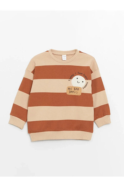 Детская одежда и обувь LC WAIKIKI Sweatshirt LCW baby Bisiklet Yaka Uzun Kollu Baskılı Erkek Bebek