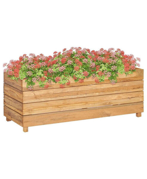 Raised Bed 39.4"x15.7"x15" Recycled Teak Wood and Steel