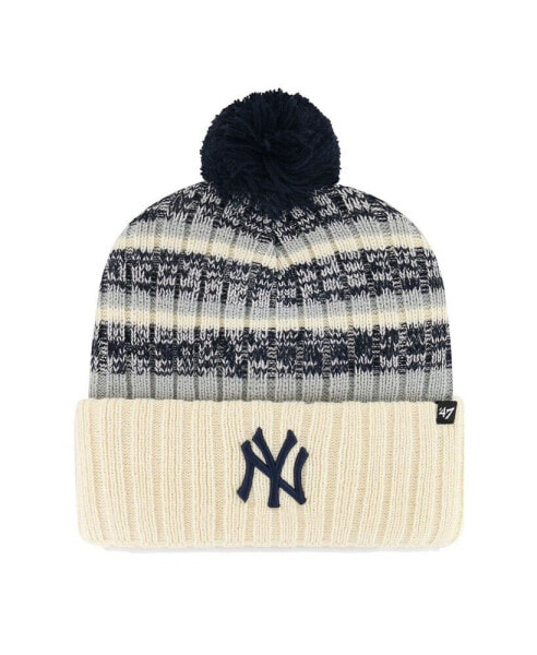 Men's Natural New York Yankees Tavern Cuffed Knit Hat with Pom