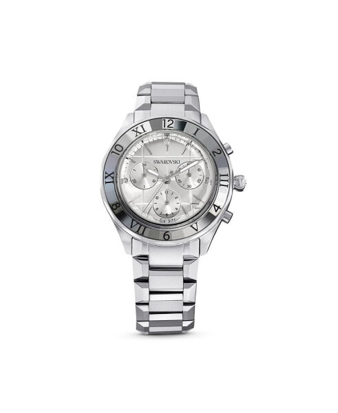 Women's Quartz Silver Tone Stainless Steel Watch, Swiss Made 39mm