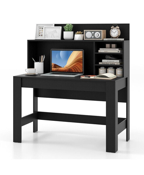 Home Office Computer Desk Study Table Writing Workstation Hutch Cable Hole Black