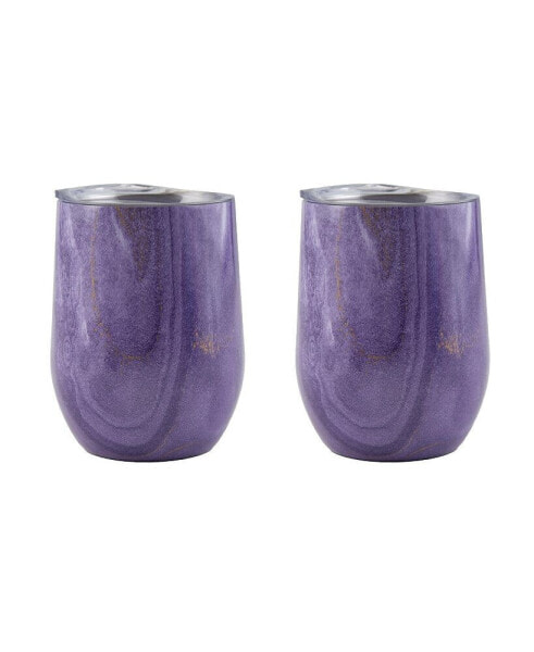 12 Oz Geode Decal Stainless Steel Wine Tumblers, Pack of 2