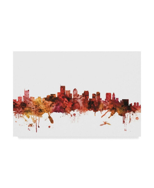 Michael Tompsett Boston Massachusetts Skyline Red Canvas Art - 15" x 20"