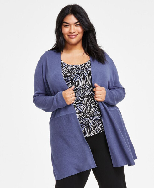 Plus Size Monterey Open-Front Cardigan