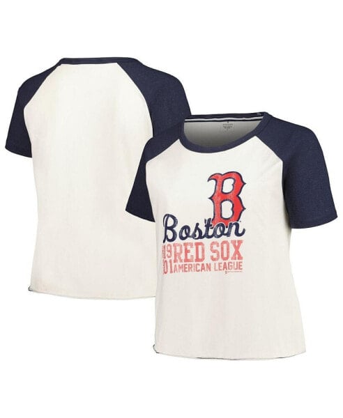 Women's White Boston Red Sox Plus Size Baseball Raglan T-Shirt